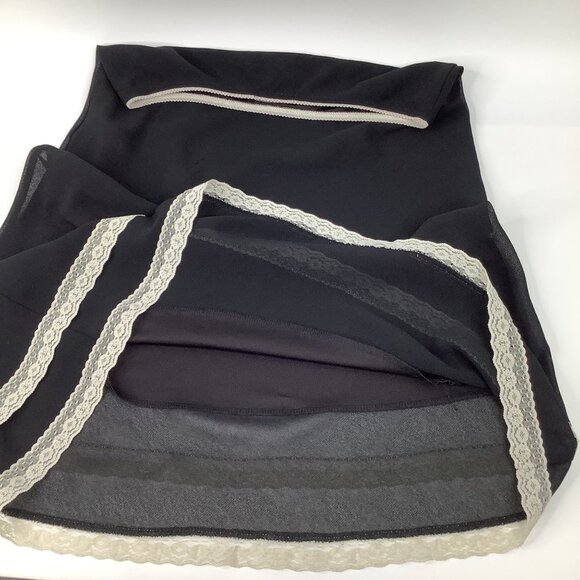 Vintage Lipslide Black Slip Skirt L Large Lace Detail Lined Academia Grunge - Picture 7 of 9